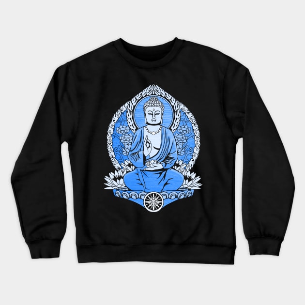 Gautama Buddha Blue Crewneck Sweatshirt by GAz